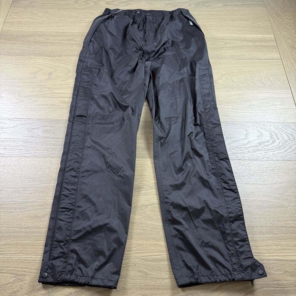 REI Pants Men Large Elements Side Zip Black Hiking Rip Stop Rain Wind